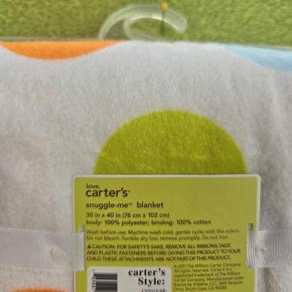 NWT Carter's Colorful Polka Dot Blanket - White, Orange, Blue, Green (1) - Picture 3 of 3